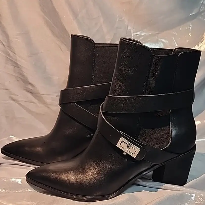 Charles David Etude Black Ankle Boots Size 7.5 M