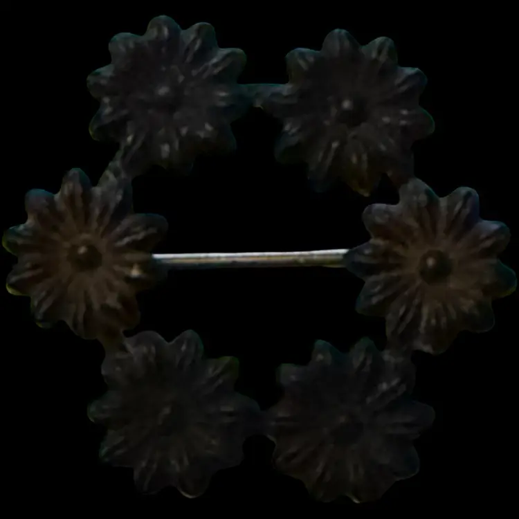 Victorian Antique Black Floral Mourning Brooch 1”