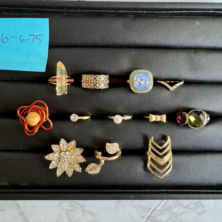 Lot of 11 Rings - Sizes 6-6.75 Gold Tone