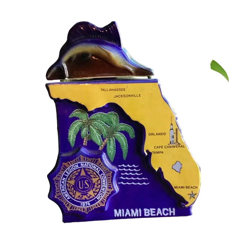 Heritage China 1974 American Legion National Convention Souvenir Bottle - Florida Dolphin