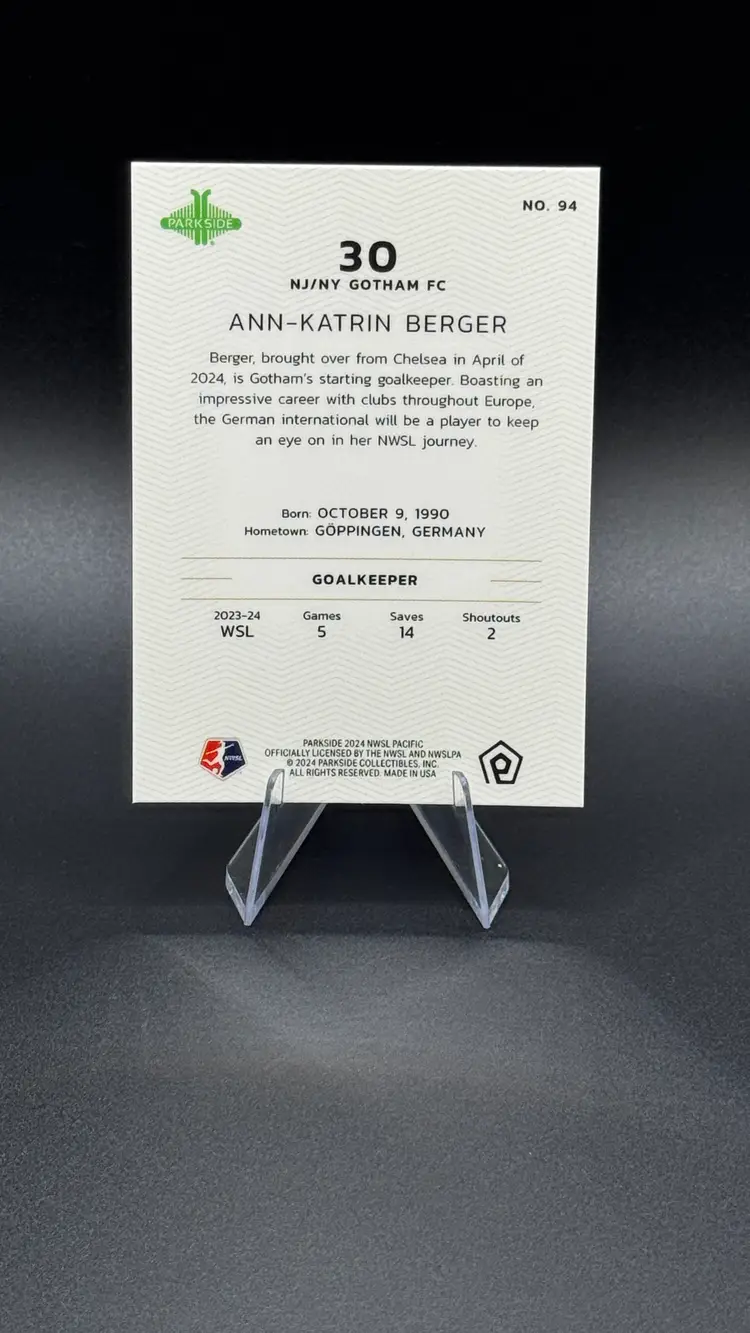 Ann-Katrin Berger 2024 Parkside NWSL Pacific Base  #94 NJ/NY Gotham FC