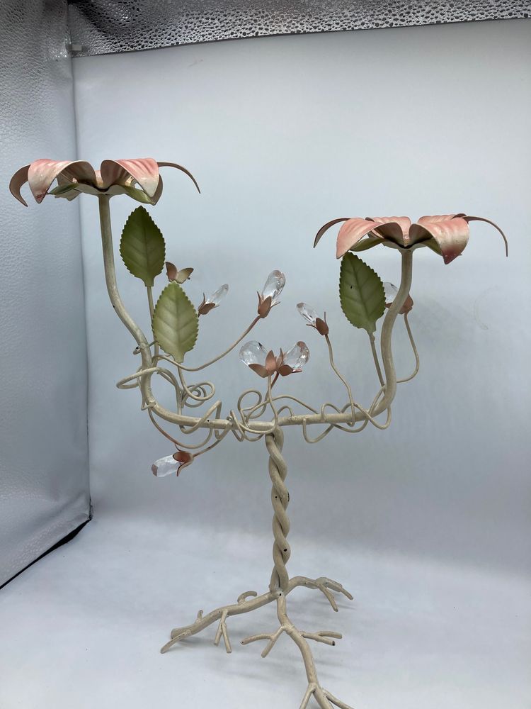 Pink Flower Metal Candle/Tea lite Holder