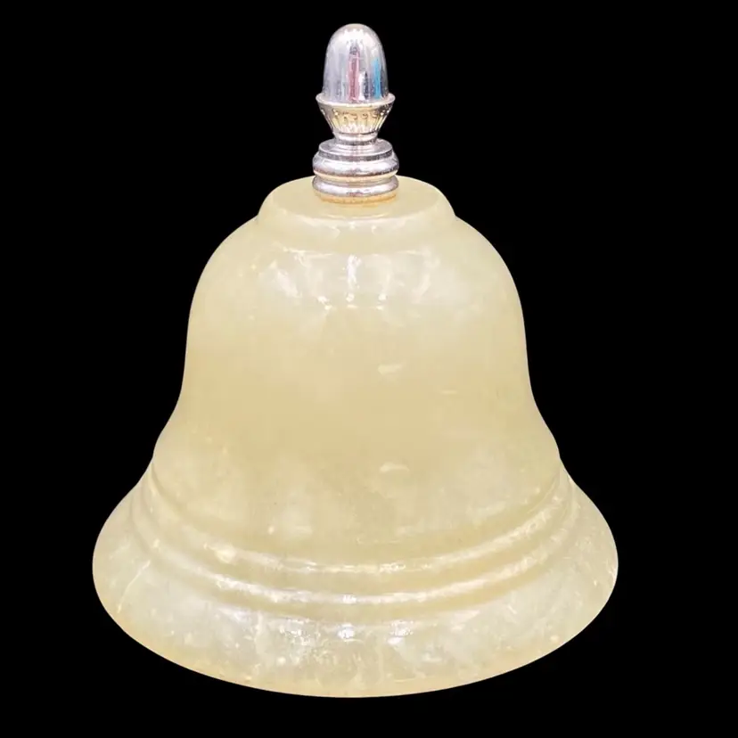 Vintage Genuine Alabaster Hand-Carved Bell Paperweight, Made in Italy, w/Sticker