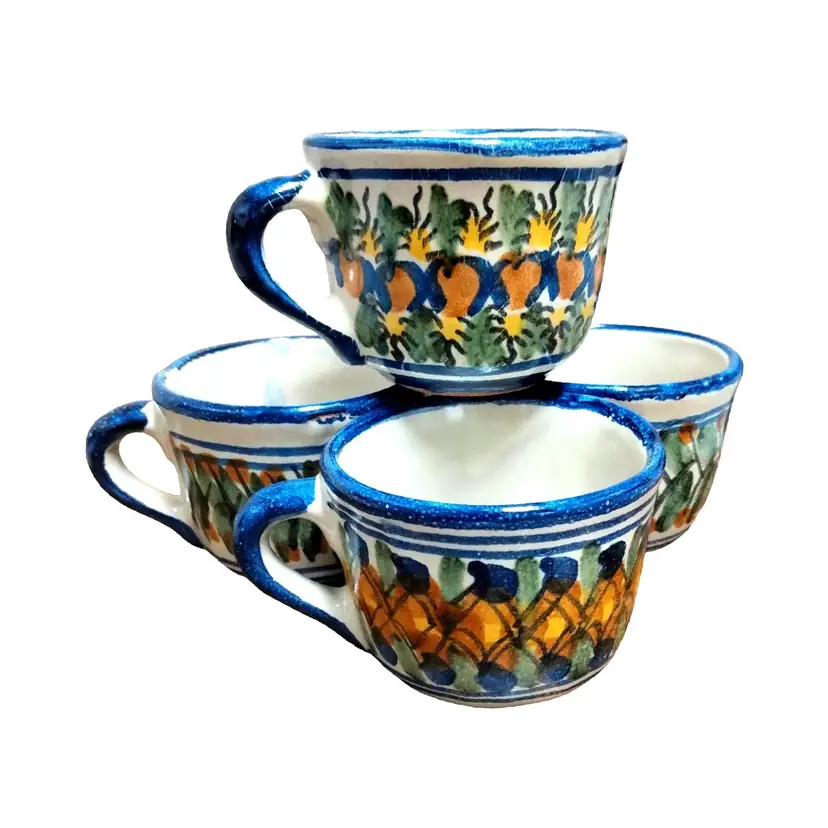 Mexican pottery Handpainted Coffee/Mugs Set Of 4