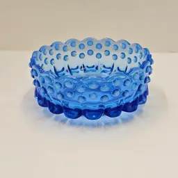 Fenton Opalescent Periwinkle Blue Hobnail Glass Trinket Dish Bowl