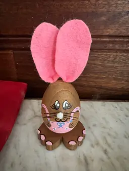 Wooden Easter Bunny Egg Handmade Vintage