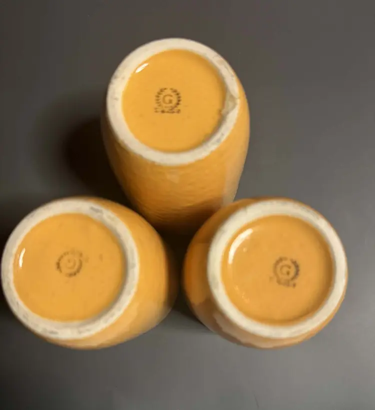 Vintage Yellow Ceramic Juice Cups Set of 3