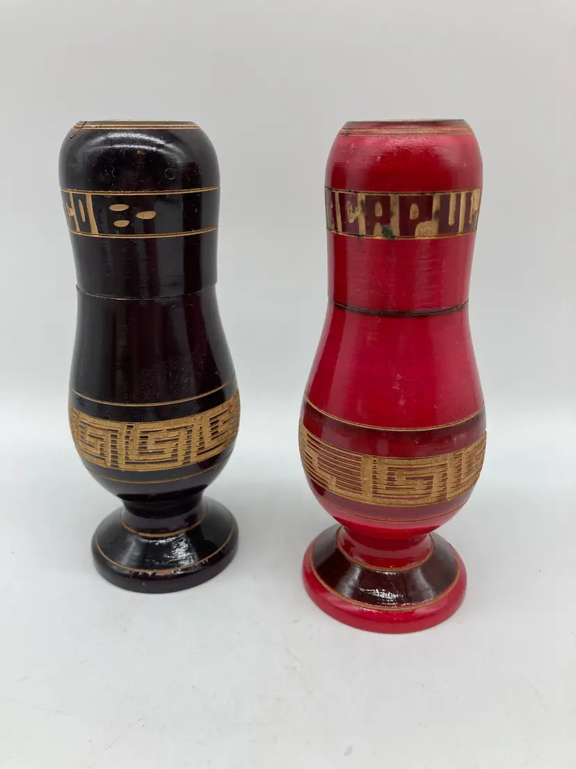 Wooden Carved Salt and Pepper Shakers from Acapulco