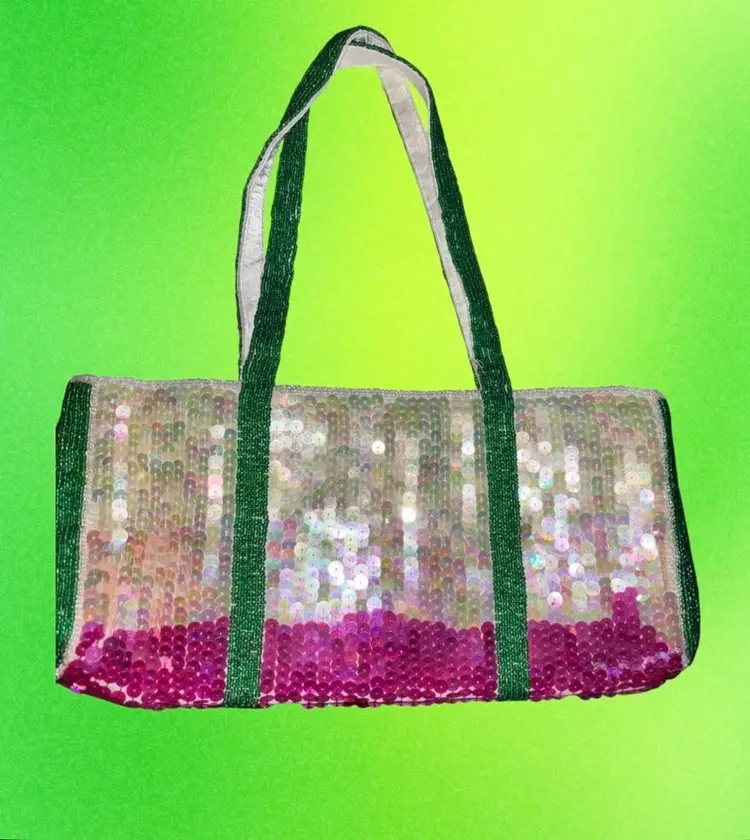 Sequined Tote, Hand Beaded Tropical Palm Tree By Swee Lo In New York