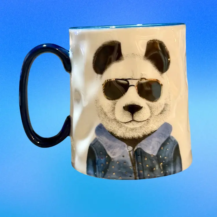 Signature Housewares Hipster Panda Bear with Glasses Ceramic 14oz Coffee Mug 14oz
