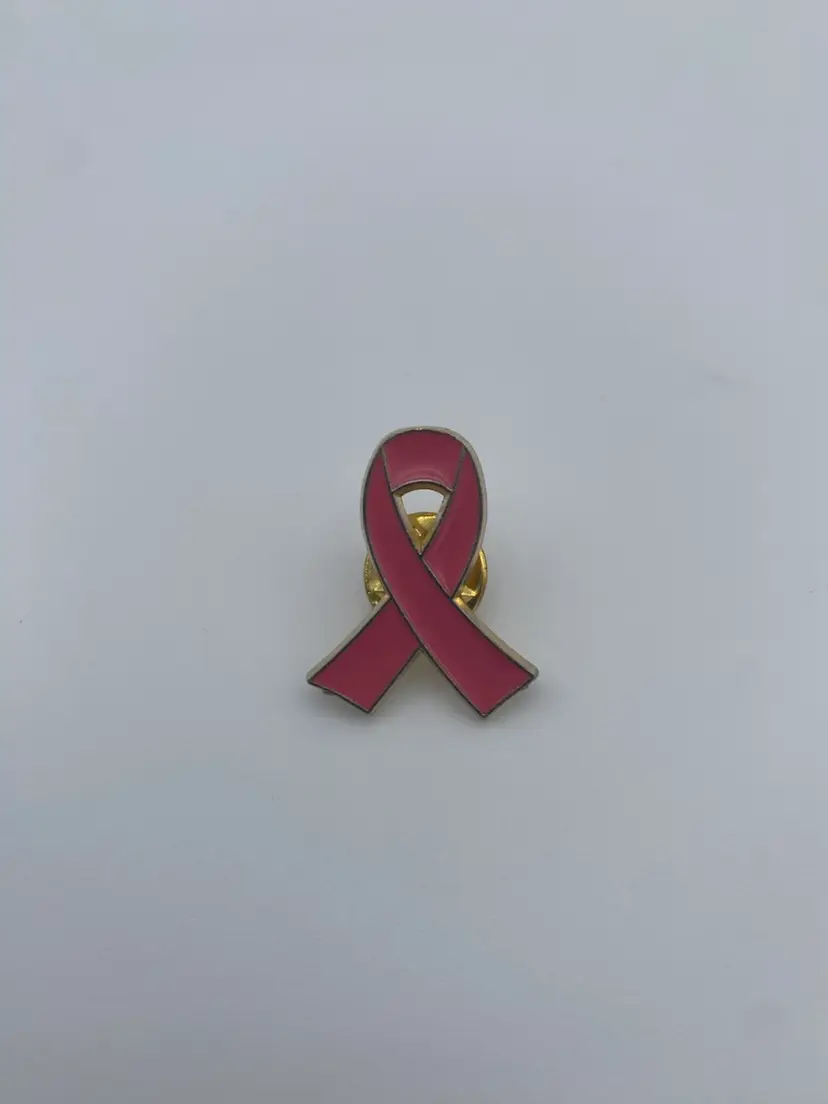 Pink Enamel Breast Cancer Awareness Ribbon Brooch - Lapel or Hat Pin