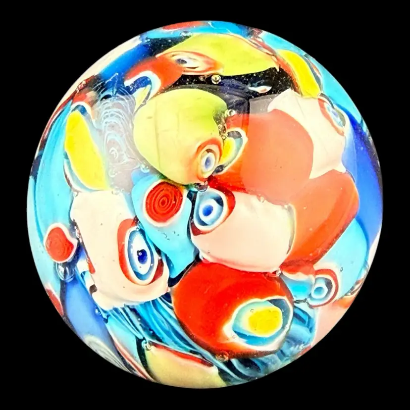 Packed Murrini Cane Mini Glass Paperweight 1.5”