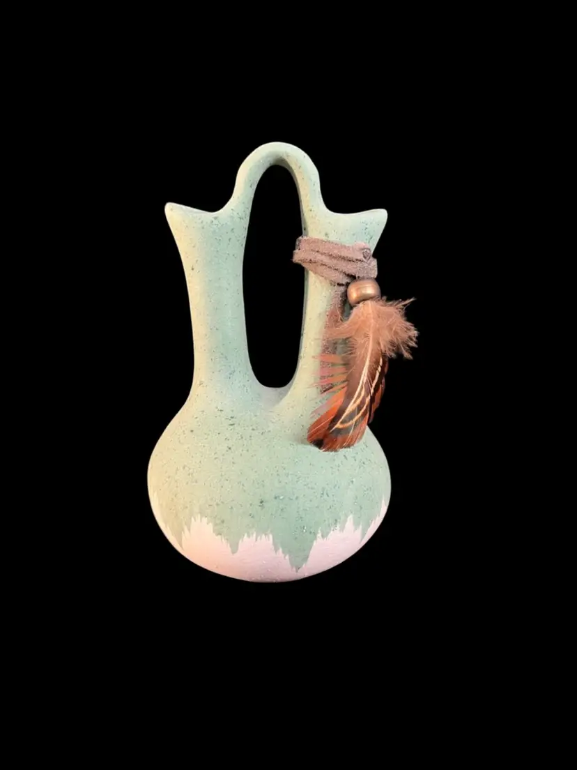 1990s-1995 Signed Silvia Diaz Hopi Wedding Hand Made Pottery Vase