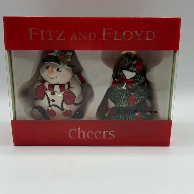 Fitz And Floyd 2006 Holiday Cheers Salt And Pepper Shakers NIB