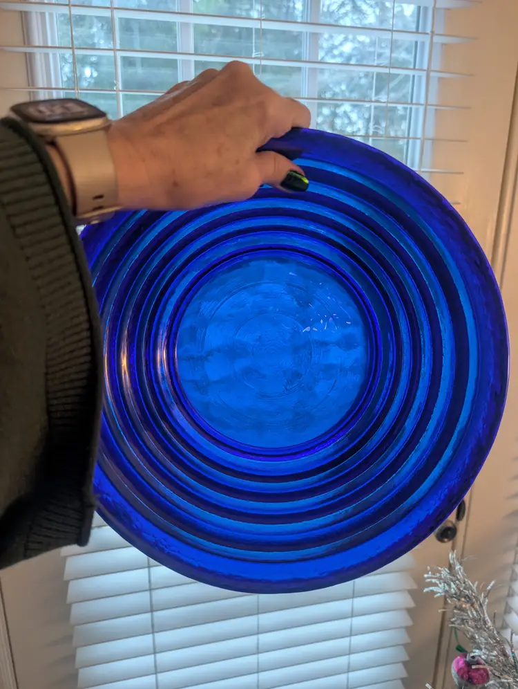 Blenko Glass 9608L Pyramid Bowl 11.5" Wide Cobalt Blue 2001