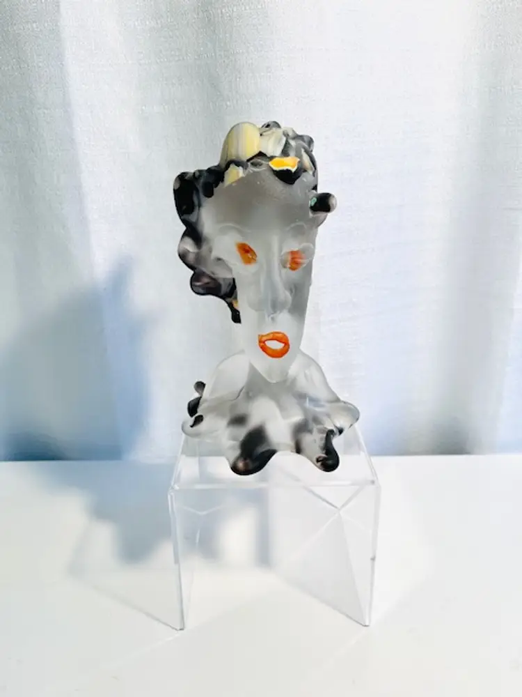Fellerman Blown Art Glass Face Sculpture 6" tall x 4" wide