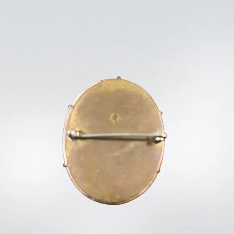 024. Antique Hand Painted Porcelain on Brass Portrait Brooch 2”