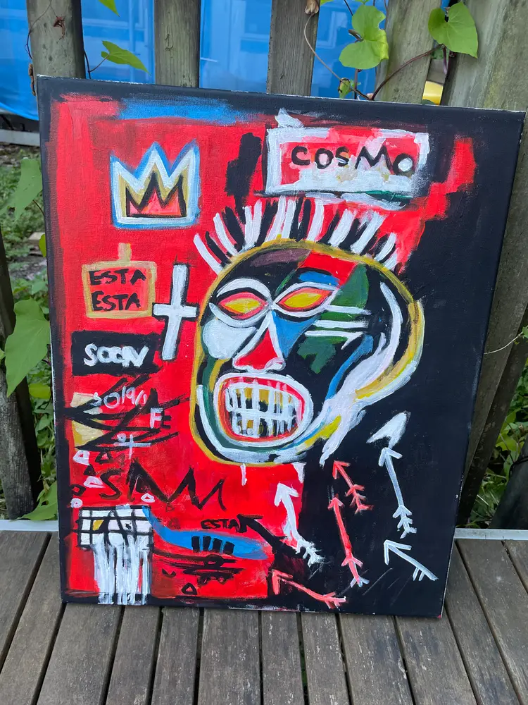 Original Paintings Lot of 2 Inspired Basquiat Neo-Expressionism Street Art