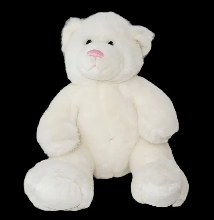 Build a Bear Teddy 14" Plush White Pink Nose Classic Retired