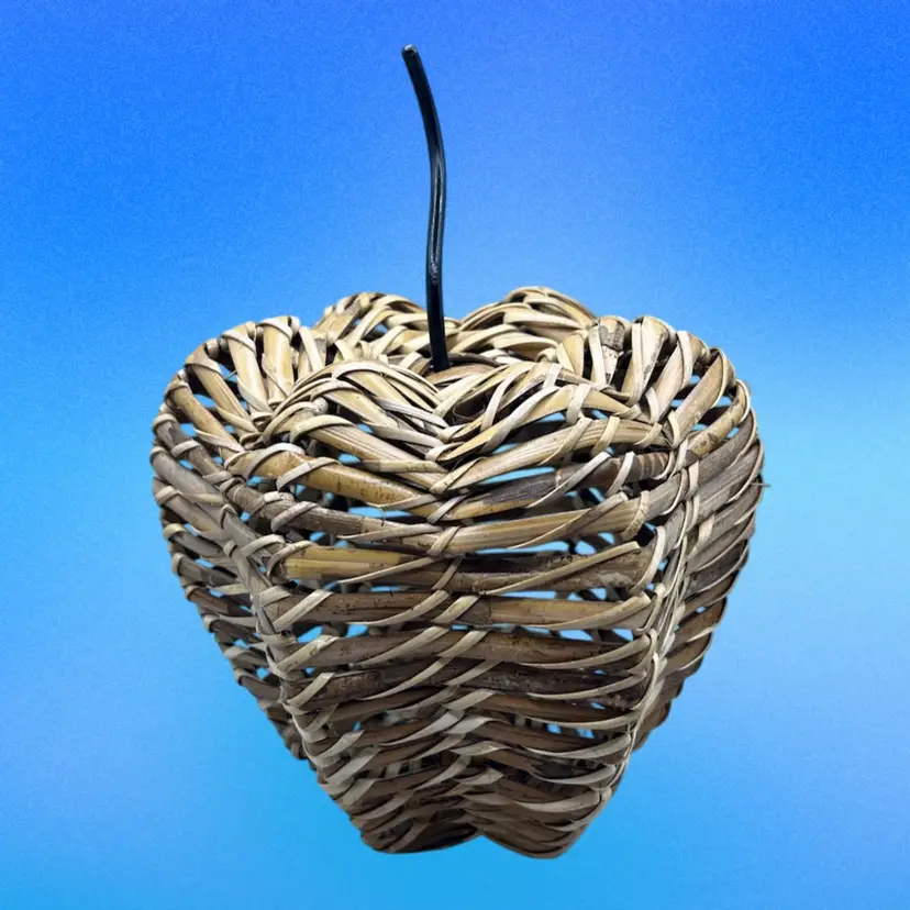 Wicker Apple With Metal Stem 7”