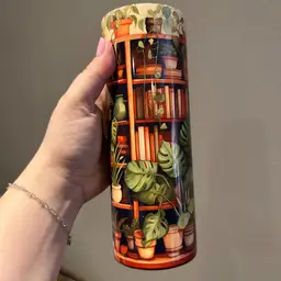 Plants and books skinny tumbler