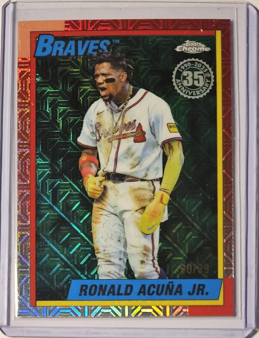 2025 Topps Chrome Update 1990 Green Mojo Ronald Acuna Jr. 90/99