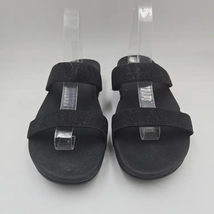 Fitflop Shimmy Black Strappy Size 10 M Slide Women's Sandals Comfort