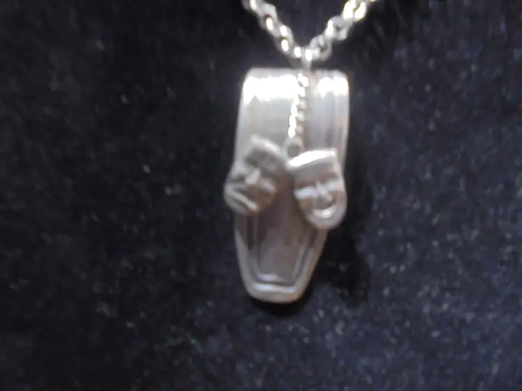 FlatWears Necklace made from Old Spoon with Drama Faces Charm