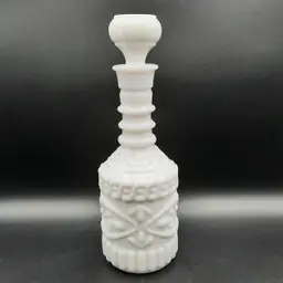 White Milk Glass Jim Beam Decanter Liquor Bottle with Stopper