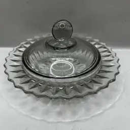 Clear Glass Round Domed Butter Dish