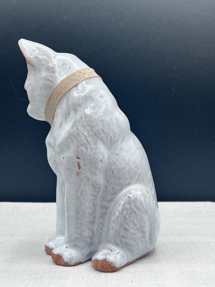 #303A Vintage UCAGCO Redware Cat With White Washed Glaze