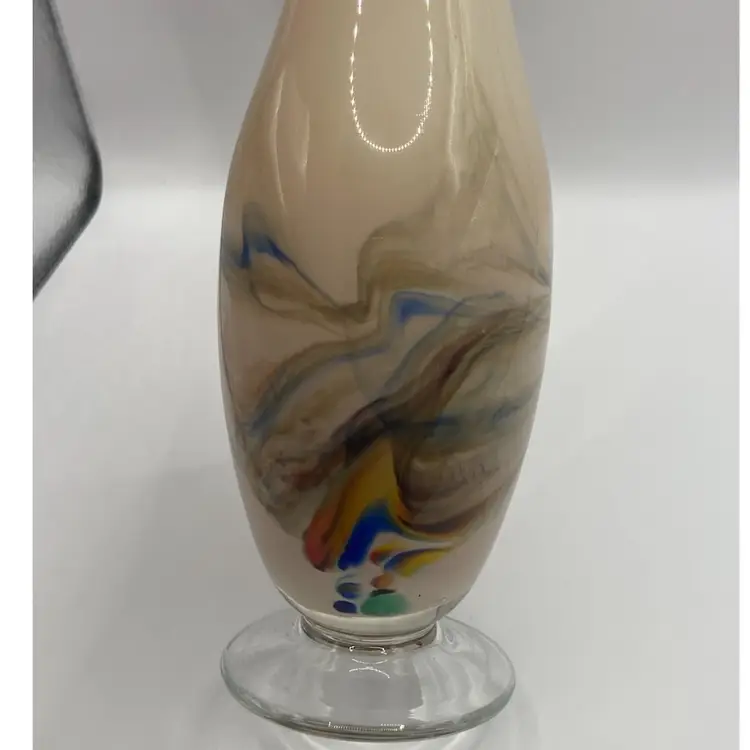 Vintage Dalian Glass “Snowflake” 9” Vase