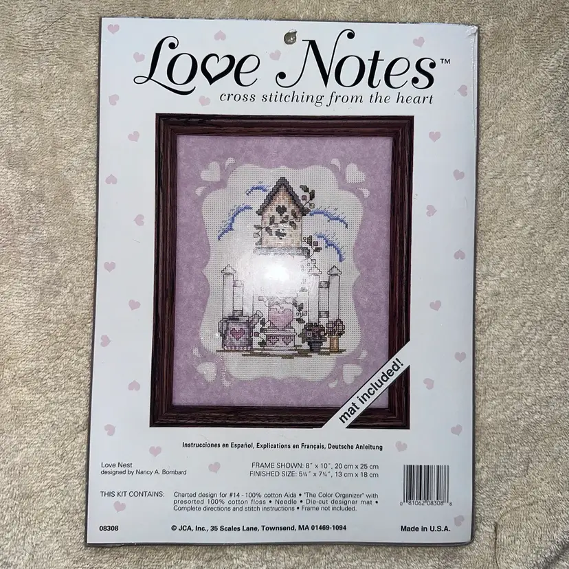 NIP JCA Inc Love Notes Cross Stitch Kit Love Nest By Nancy Bombard #08308 USA
