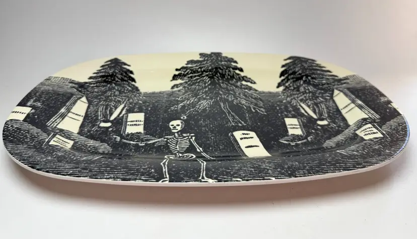 John Derian Target 15.75" Melamine Rest In Peace Tray Platter Skeleton Graveyard