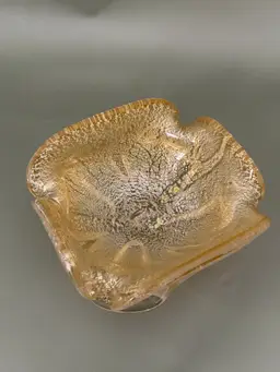 Venetian Art Glass Freeform 6” Bowl With Heavy Aventurine Effects  (1950s–1970s)