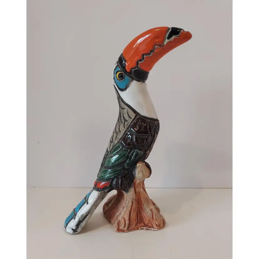 Handmade Ceramic Toucan Figure Venezuela 7.5 Inches