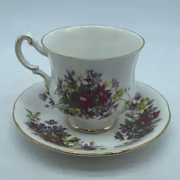 #1061 Paragon "Flower Festival" fine bone china teacup and saucer set.