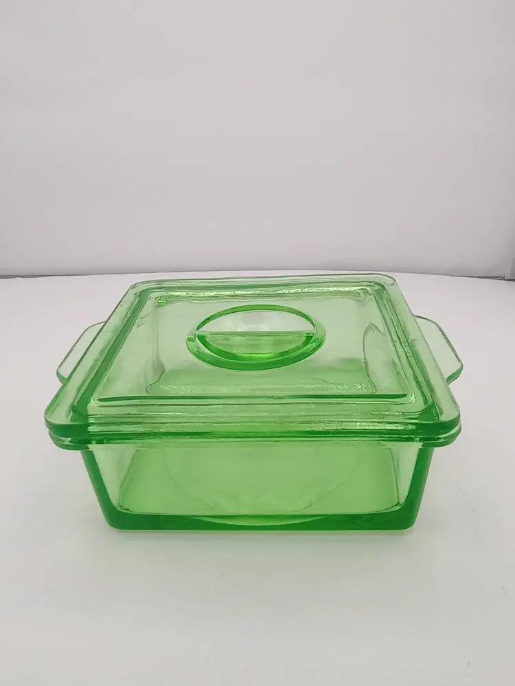 Hazel Atlas Uranium glass refrigerator dish