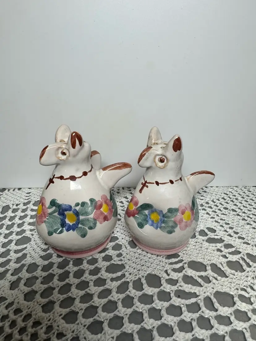 Pottery Owl Floral Shakers, No Stoppers