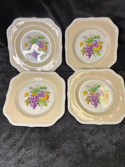 Set Of 4 Vintage Johnson Bros Square California 8” Plates