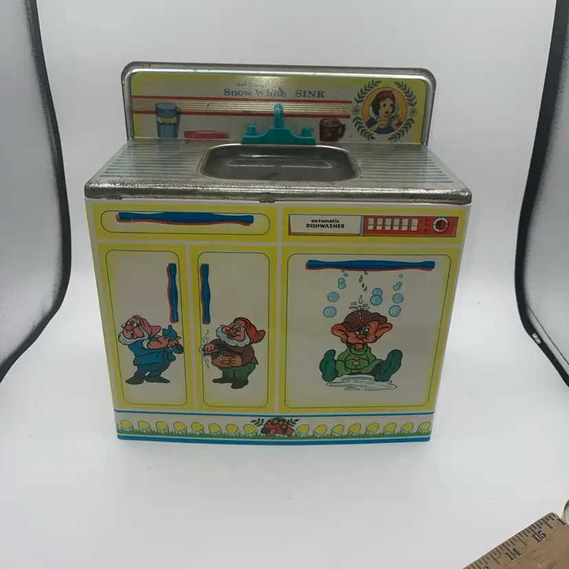 Wolverine Disney Snow White Seven Dwarfs Tin Litho Play Sink Dishwasher 1950s