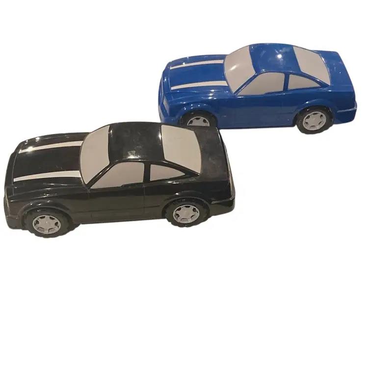 2 Vintage Tonka Sports Cars Lot Of 2 Plastic One Black One Blue 7” Long 3” Wide