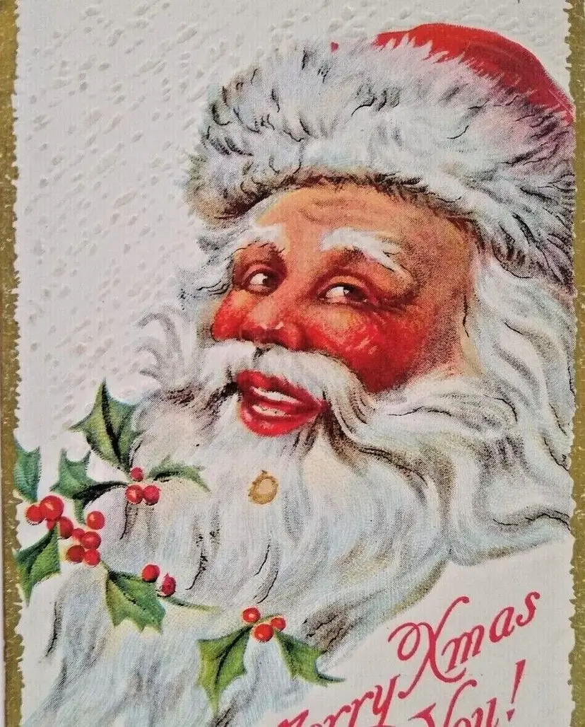 Santa Claus Long Beard Vintage Merry Christmas Postcard Embossed Series 1001