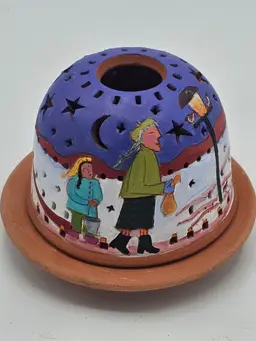 Handpainted Terracotta Christmas Fairy Lamp Light