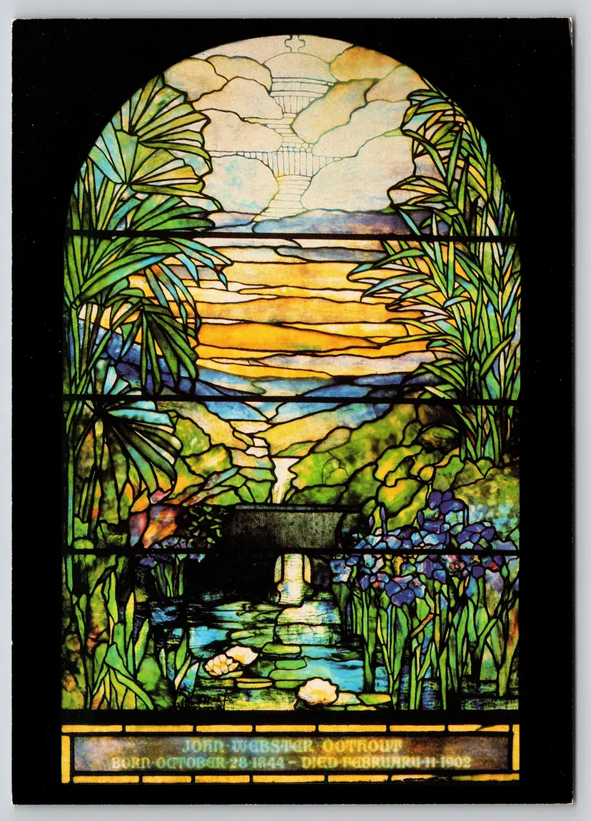 Postcard Louis C Tiffany "Holy City" John Webster Oothout Memorial Window 1987 Third Presbyterian Church Rochester New York - 16413