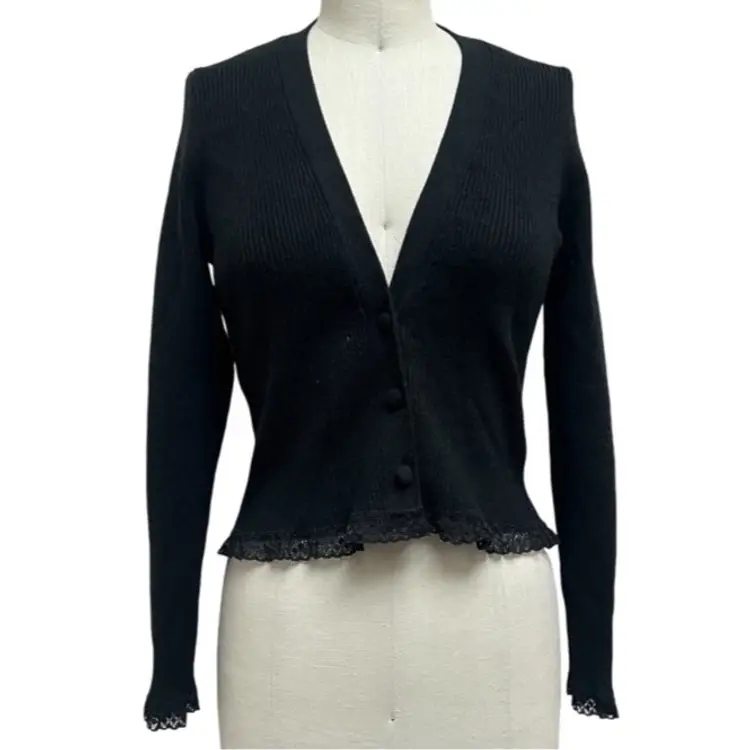 For Love and Lemons Knit and Lace Nina Cardigan in Black