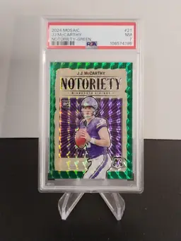 2024 Panini Mosaic J.J. McCarthy Notoriety Green RC - PSA 7