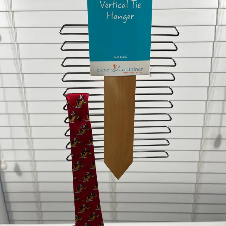 Vertical Tie Hanger Organizer Holds 20 Ties Wooden Necktie Rack Men Space Saver