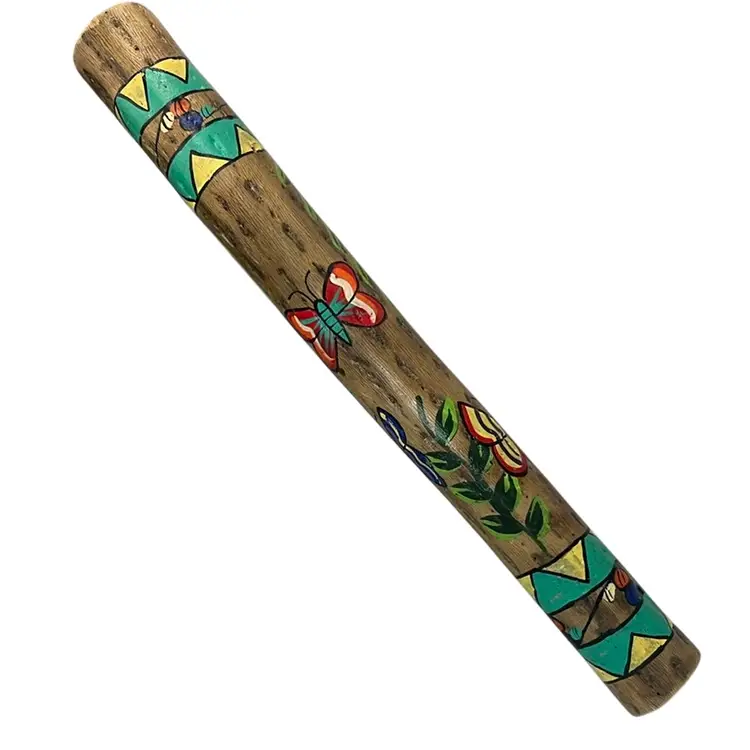 Vintage Rain maker/ Rain stick Hand Painted Butterflies - 20.5”x 2.5”