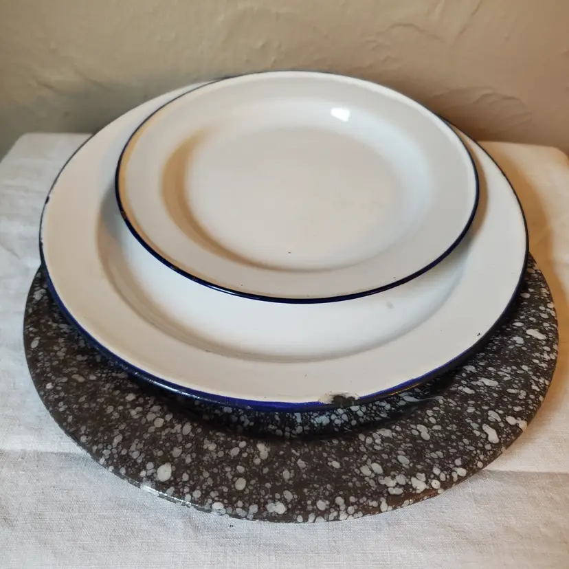 Lot of 3 Enamelware Plates